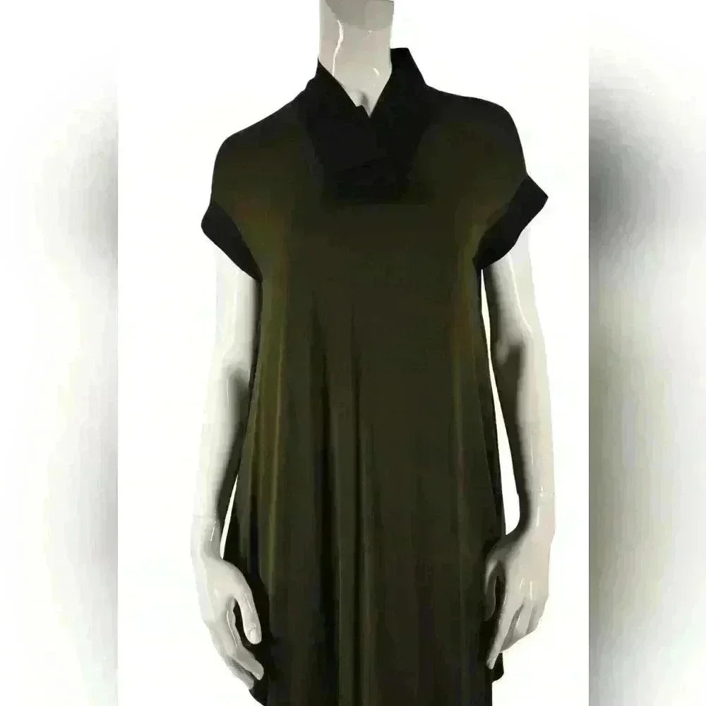 MARIE SAINT PIERRE Green Asymmetrical  Tunic Stretch Dress Medium Canada